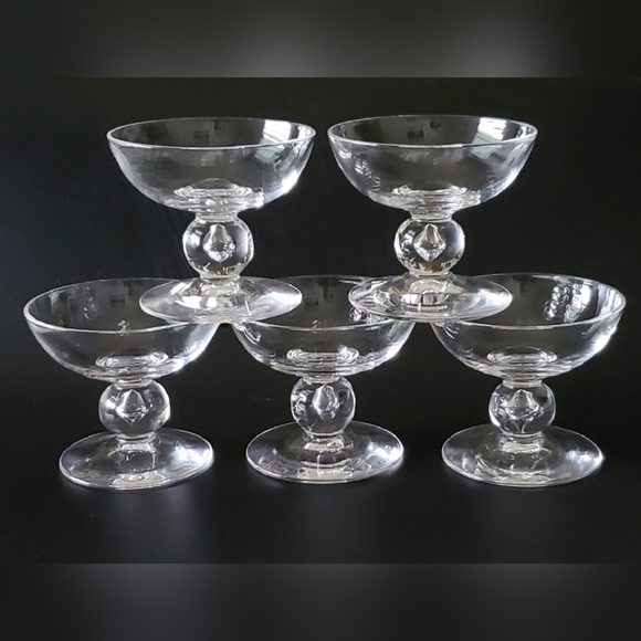 (5) Crystal Low Profile Ball Stem Sherbet Glasses - Picture 2 of 4